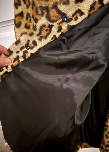 Touché Kahverengi Leopar Desenli Deri Midi Ceket - Görsel 4