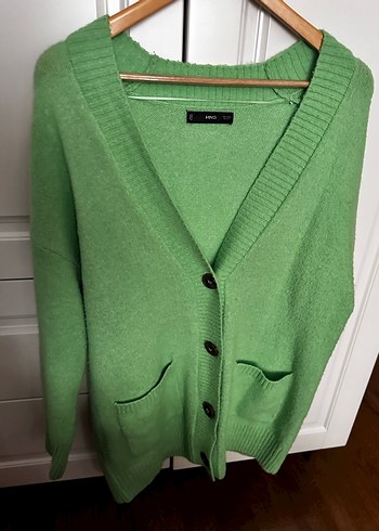 Mango Düğmeli Yeşil Kadın Midi Hırka - Görsel 3