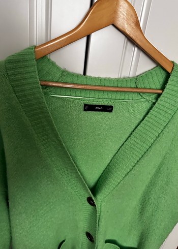 Mango Düğmeli Yeşil Kadın Midi Hırka - Görsel 4