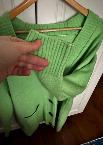 Mango Düğmeli Yeşil Kadın Midi Hırka - Görsel 2