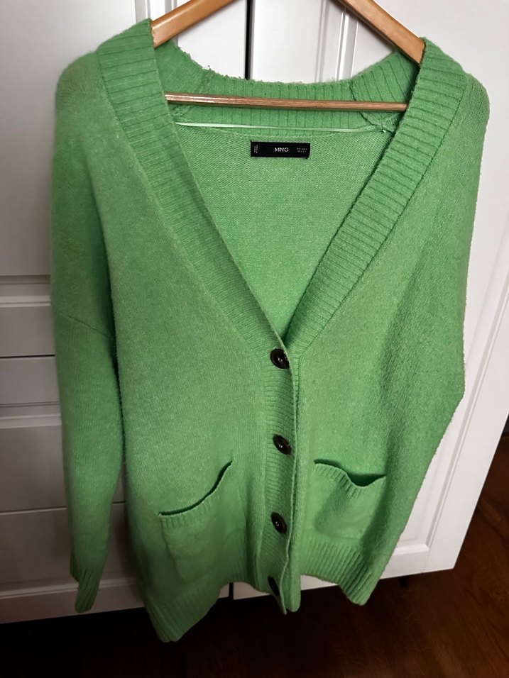 Mango Düğmeli Yeşil Kadın Midi Hırka - Görsel 3