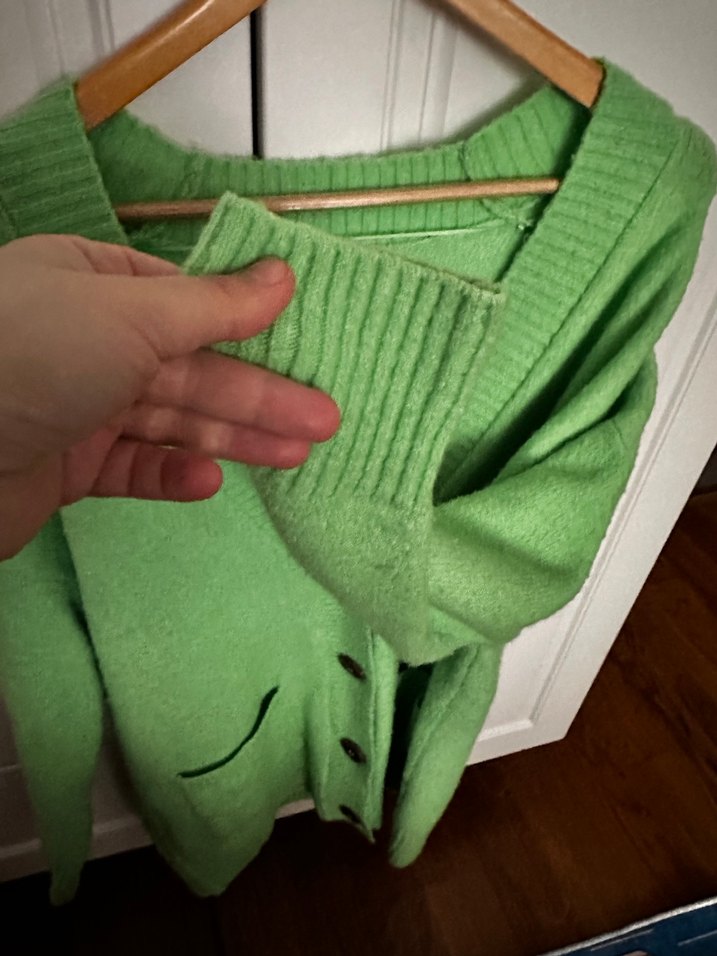 Mango Düğmeli Yeşil Kadın Midi Hırka - Görsel 2