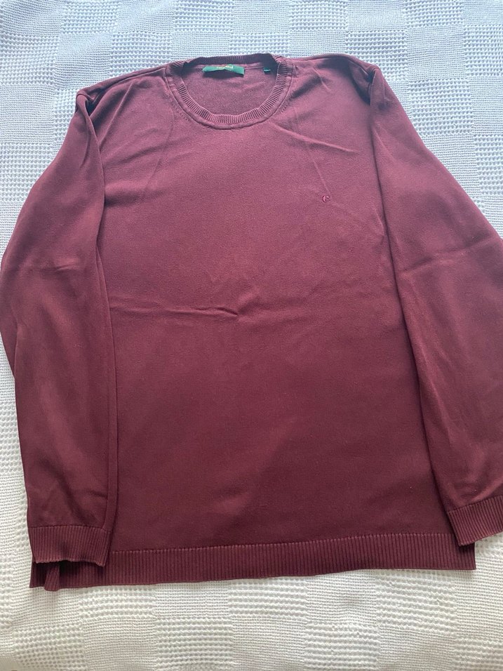 Bordo Erkek Pamuklu Bisiklet Yaka Kazak - Görsel 2