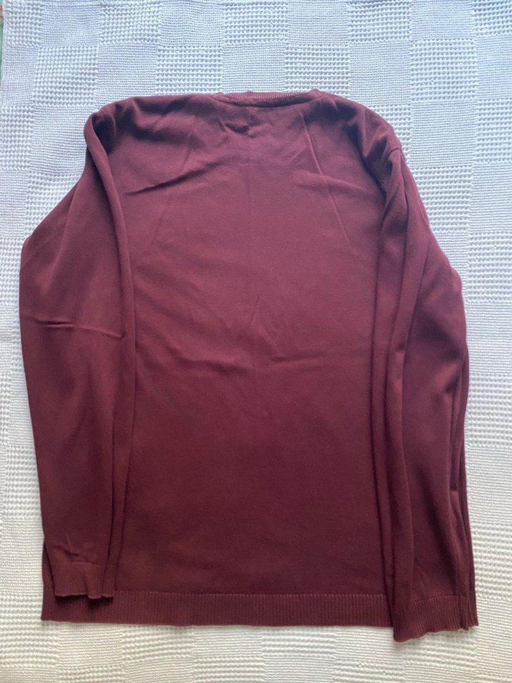 Bordo Erkek Pamuklu Bisiklet Yaka Kazak - Görsel 3