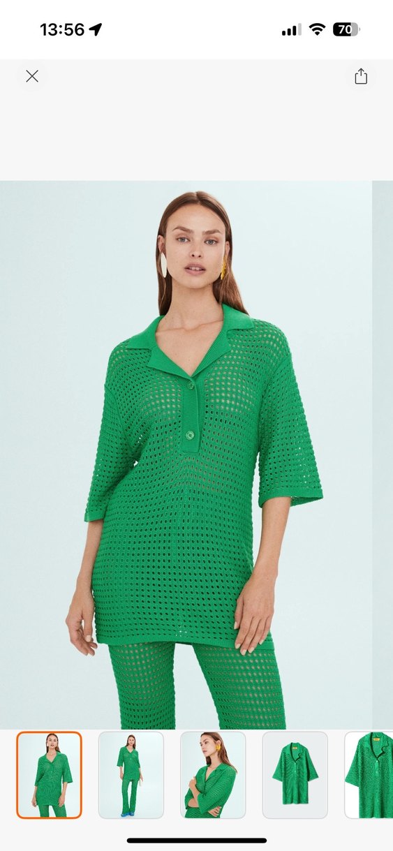 Mango Yeşil Örgü Midi Kadın triko - Görsel 2