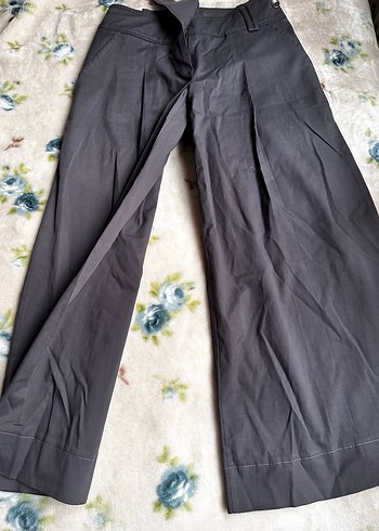 Gri Düğmeli Kadın Kumaş Pantolon etek - Görsel 3