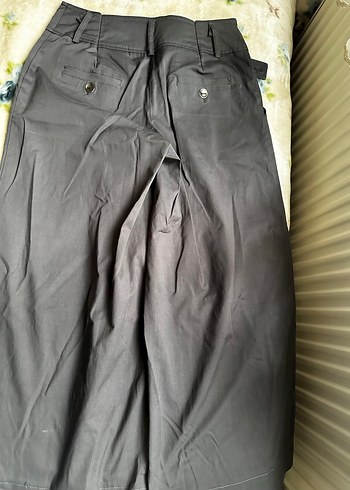 Gri Düğmeli Kadın Kumaş Pantolon etek - Görsel 2