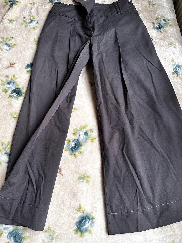 Gri Düğmeli Kadın Kumaş Pantolon etek - Görsel 3