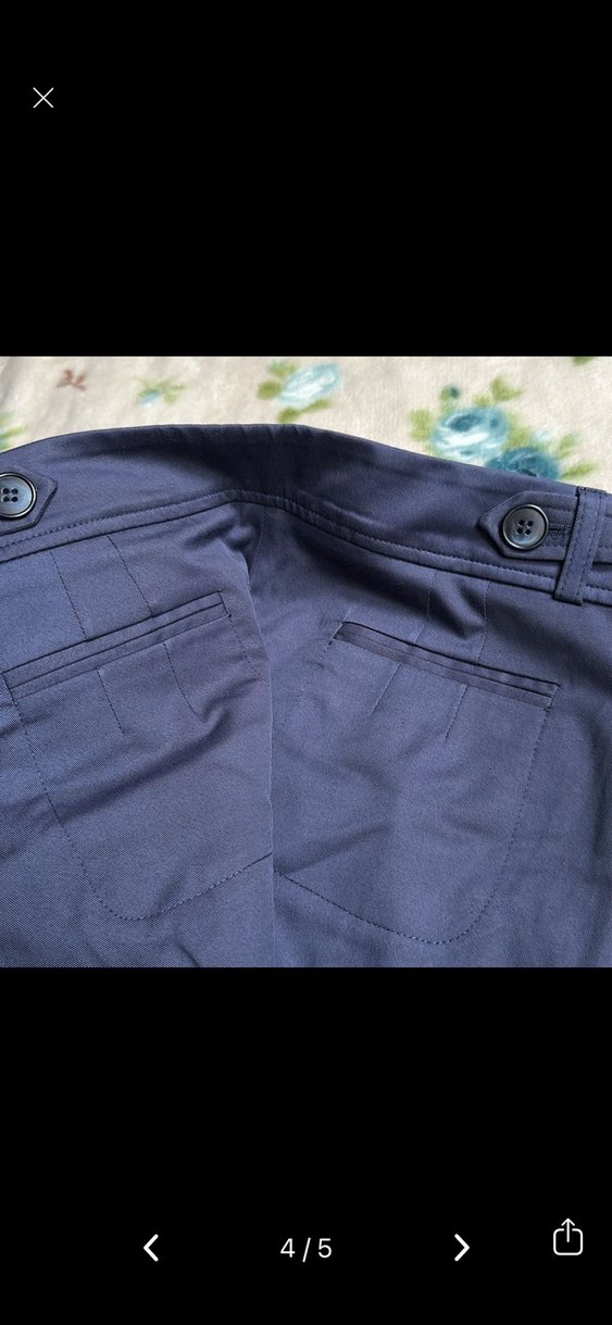 Lacivert Kemerli Kadın Kumaş Pantolon - Görsel 3