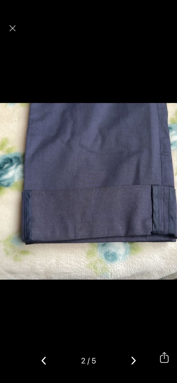 Lacivert Kemerli Kadın Kumaş Pantolon - Görsel 2