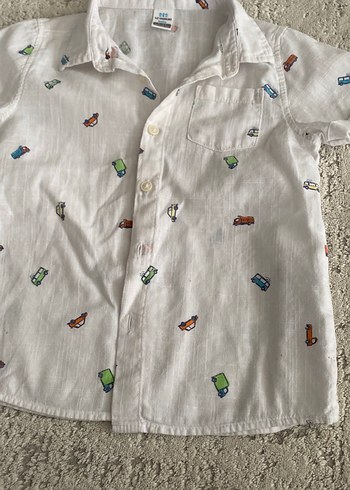 3 Yaş Beden Bebek Erkek Beyaz Nakışlı Gömlek ve Kot Pantolon