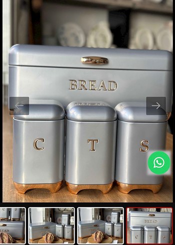 Diğer Gri Metal Ekmek Kutusu ve Baharatlık Seti