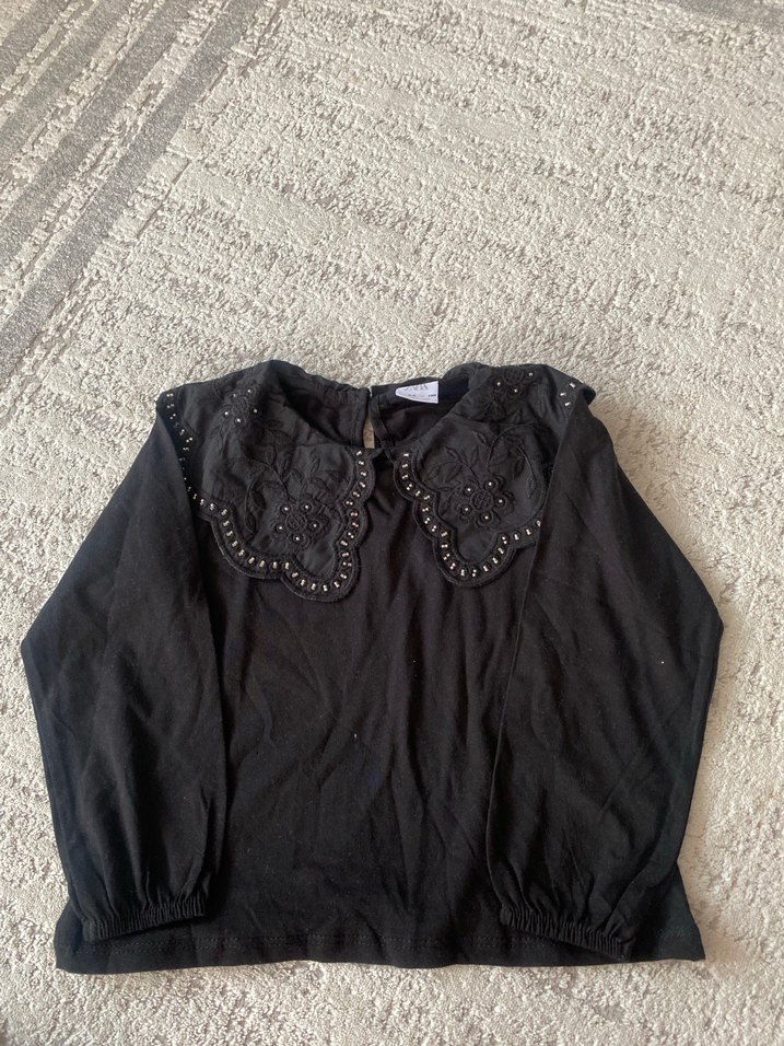 Siyah Nakışlı Kız Çocuk  Bluz - Görsel 5