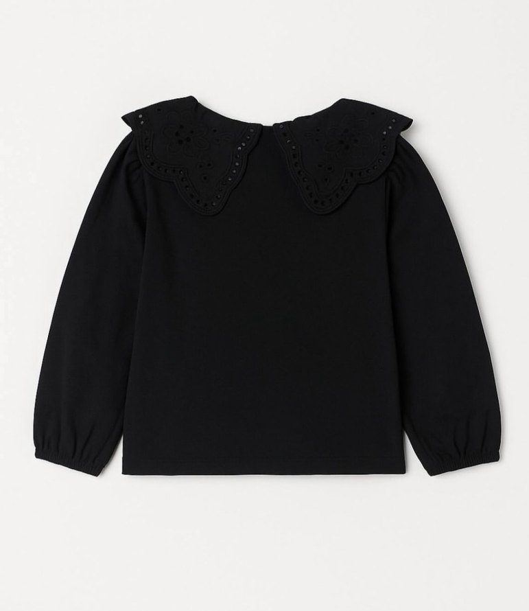 Siyah Nakışlı Kız Çocuk  Bluz - Görsel 2