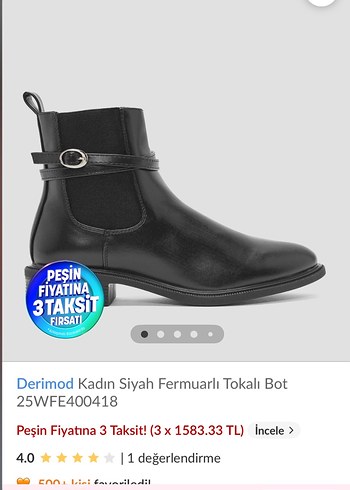 Derimod Kadın Siyah Tokalı Fermuarlı Bot - Görsel 2