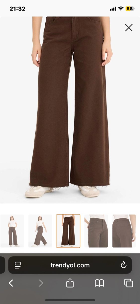 Kahverengi Regular Fit Midi Kadın Kot Pantolon - Görsel 2