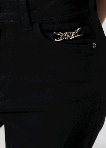 Siyah Kadın Denim İspanyol Paça Pantolon - Görsel 2