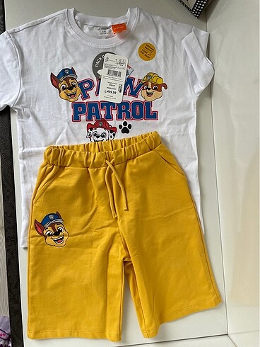 8 Yaş Beden sarı Renk Paw patrol yazlık