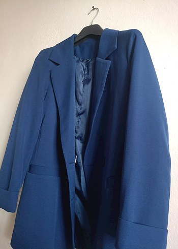 Düğmeli Lacivert Kadın Blazer Ceket - Görsel 4