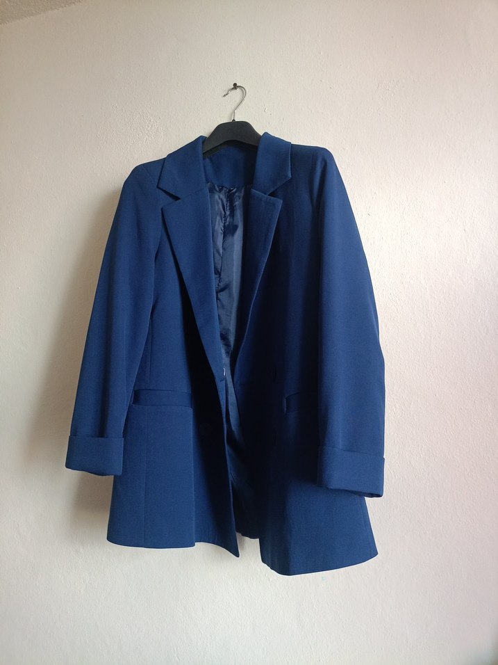 Düğmeli Lacivert Kadın Blazer Ceket - Görsel 2