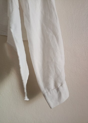 Beyaz Keten Kadın Gömlek - Görsel 7