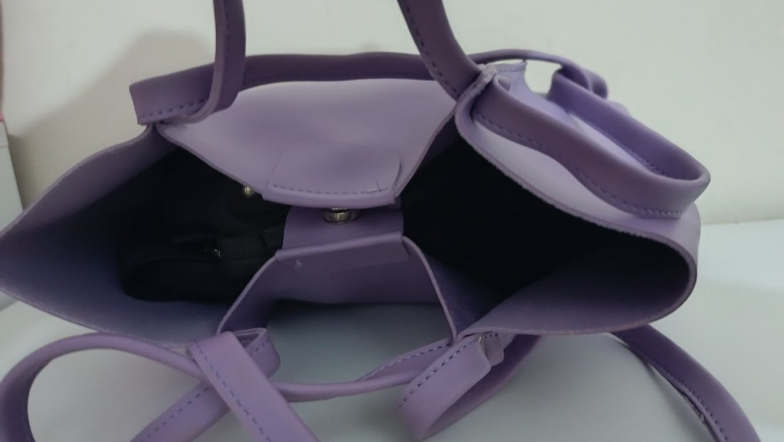 Pastel Mor Deri Kadın Çantası - Görsel 2