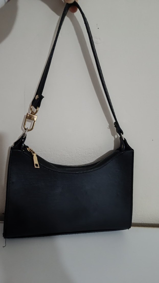 Siyah Deri Tokalı Kadın Çanta - Görsel 2