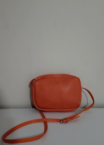 Turuncu Deri Kadın Çapraz Çanta - Görsel 2