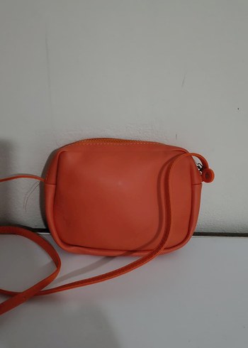 Turuncu Deri Kadın Çapraz Çanta - Görsel 3