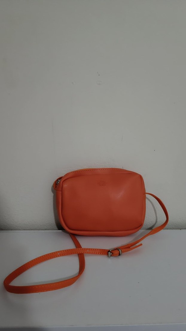 Turuncu Deri Kadın Çapraz Çanta - Görsel 2