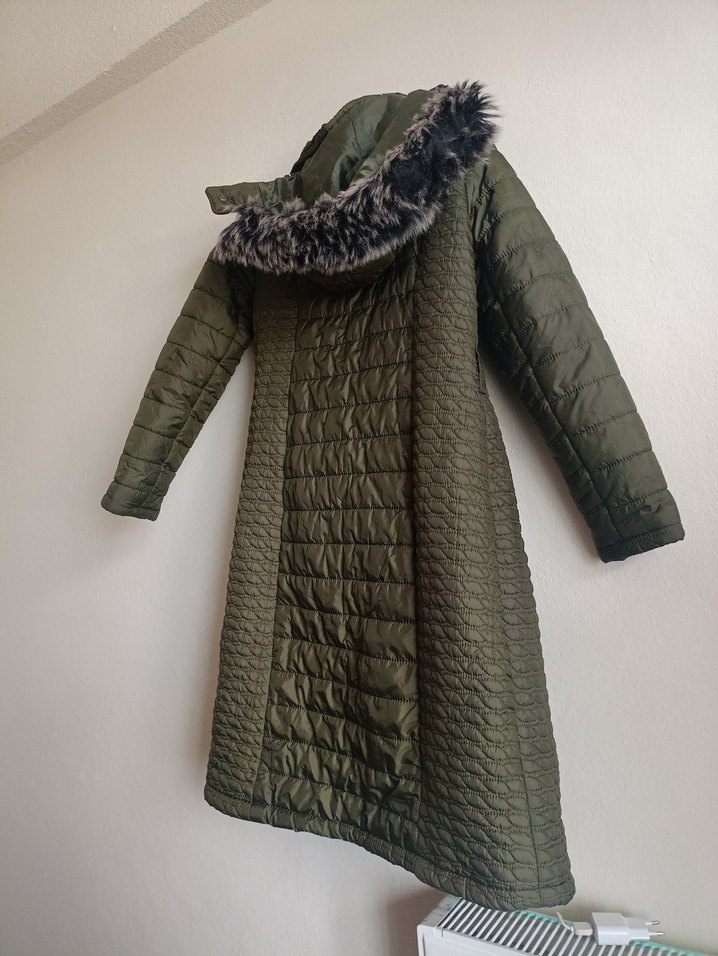 Kadın Haki Uzun Fermuarlı Kışlık Mont - Görsel 2