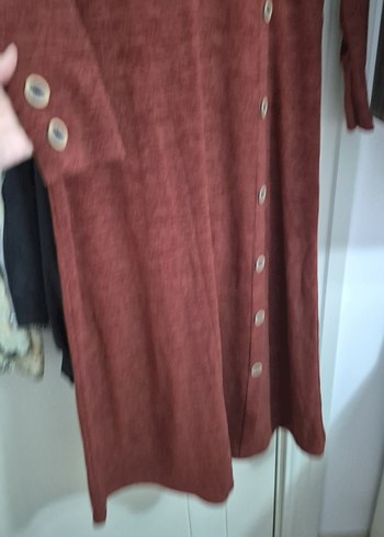 Düğmeli Uzun Kollu Kadın Triko Elbise - Görsel 2