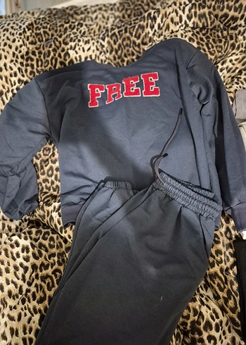 Standart Beden Beden Gri Erkek Çocuk Baskılı Sweatshirt ve Eşofman Takımı