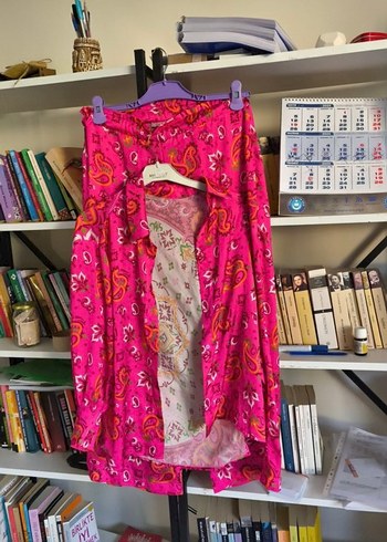 Pembe Desenli Uzun Bohem Hamile Eteği