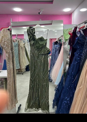 Boncuk İşlemeli Straplez Uzun Abiye Elbise - Görsel 4