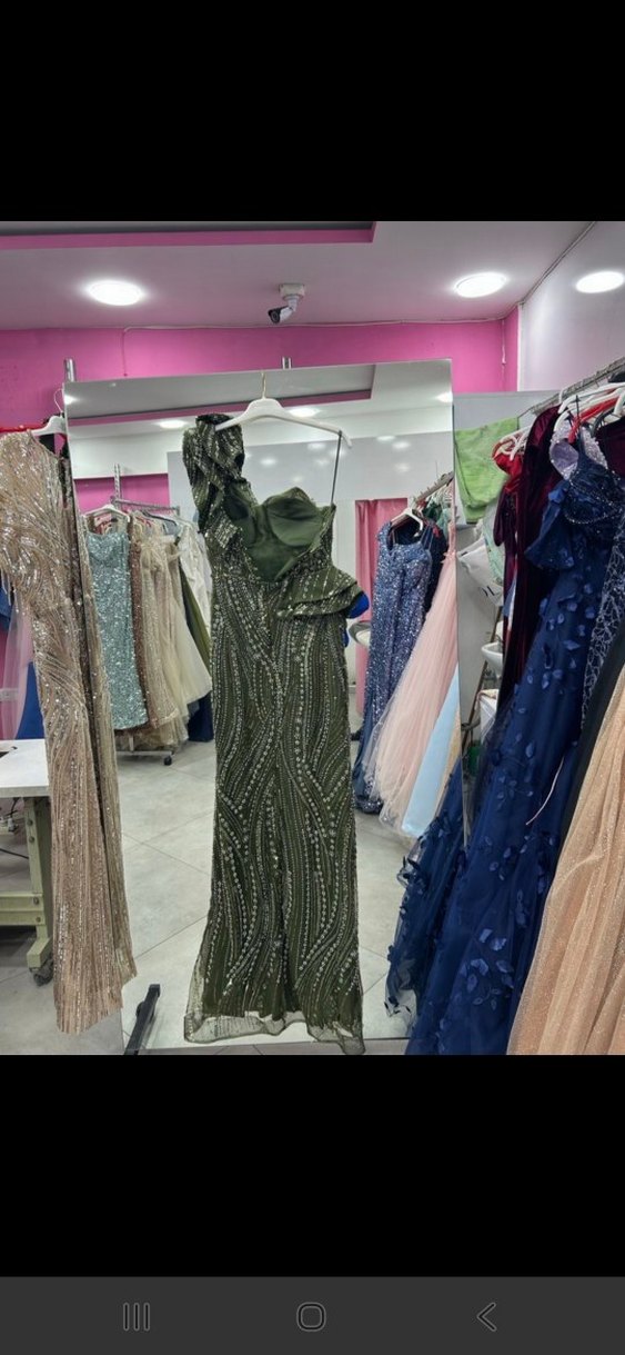 Boncuk İşlemeli Straplez Uzun Abiye Elbise - Görsel 5