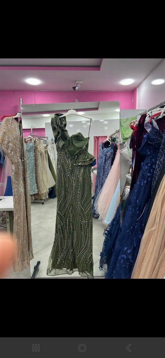 Boncuk İşlemeli Straplez Uzun Abiye Elbise - Görsel 4