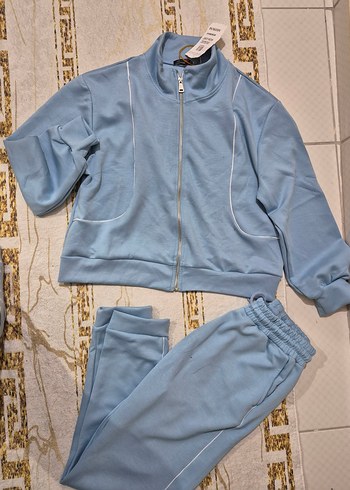 Kadın Mavi Fermuarlı Mini Eşofman Takımı - Görsel 2