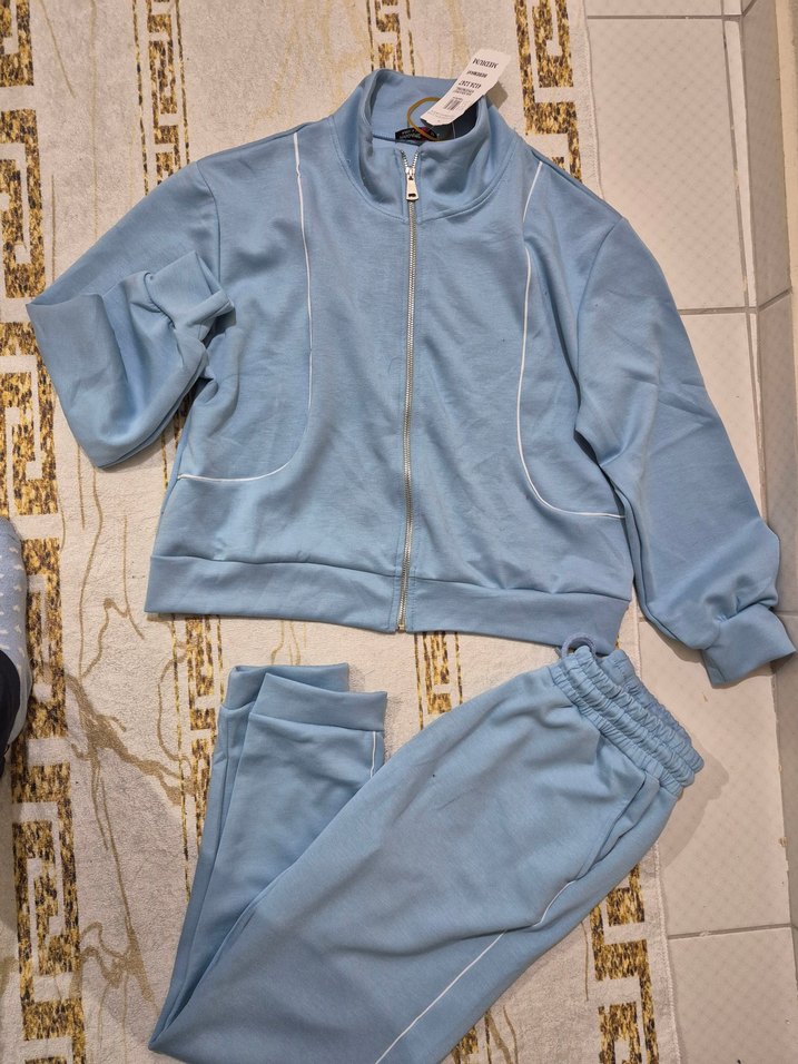 Kadın Mavi Fermuarlı Mini Eşofman Takımı - Görsel 2