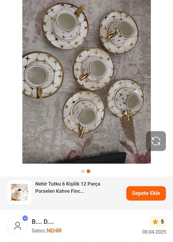 Beden Beyaz ve Altın Desenli Türk Kahvesi Fincanı