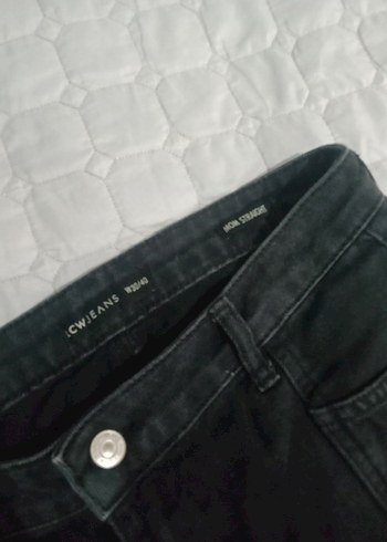 Kadın Siyah Midi Denim Pantolon - Görsel 3