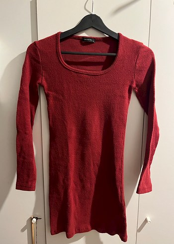 Bordo Vücuda Oturan Mini Elbise - Görsel 4