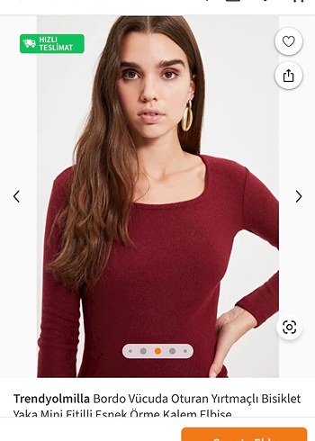 Bordo Vücuda Oturan Mini Elbise - Görsel 3