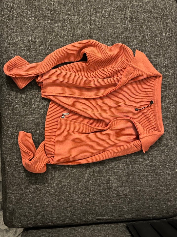 Gül Kurusu Fermuarlı Triko Crop Hırka - Görsel 2