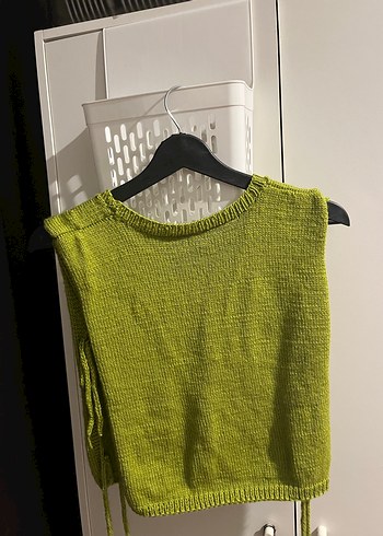 El Örgüsü Crop Yandan Bağlamalı Süveter - Görsel 4