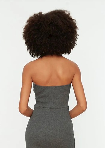 Polo Yaka, Ön Fermuarlı Örme Mini Elbise - Görsel 2