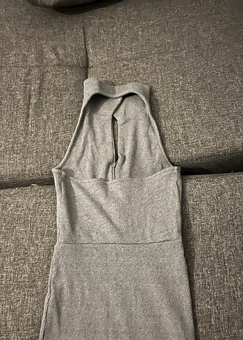 Polo Yaka, Ön Fermuarlı Örme Mini Elbise - Görsel 5