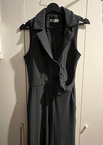 Kadın Çizgili Casual Tulum - Görsel 4