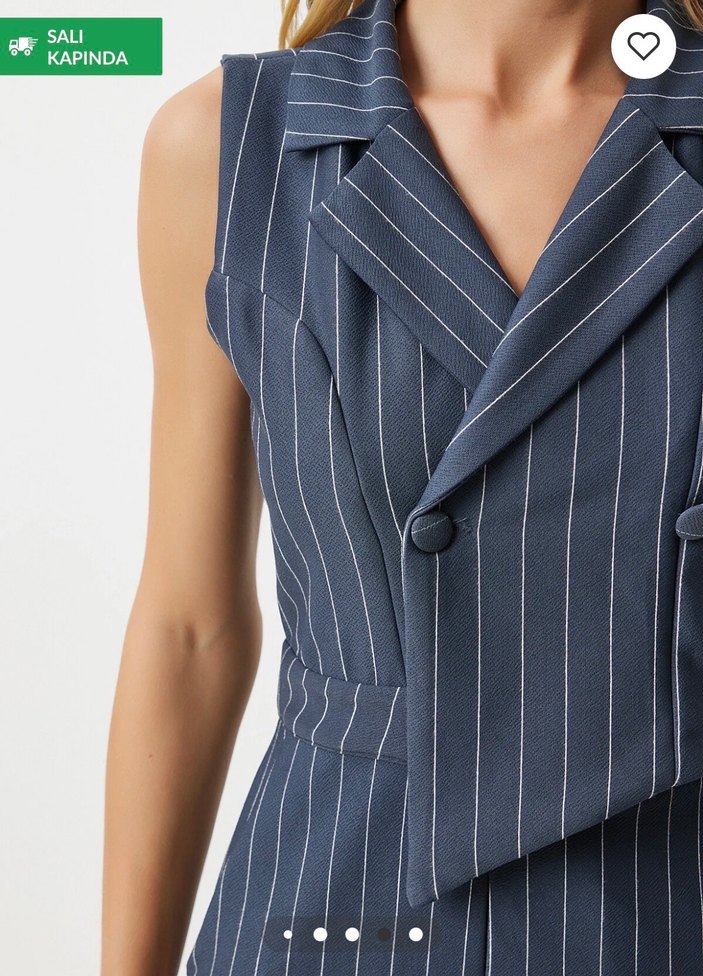 Kadın Çizgili Casual Tulum - Görsel 2