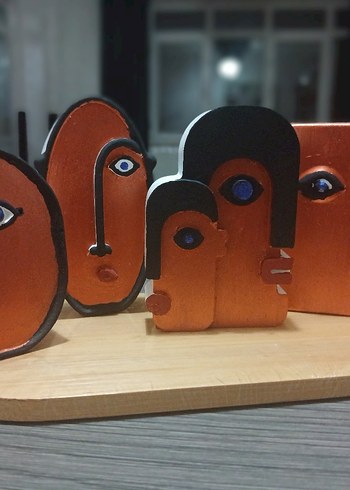 Bronz Soyut Yüz Figürleri - Görsel 3